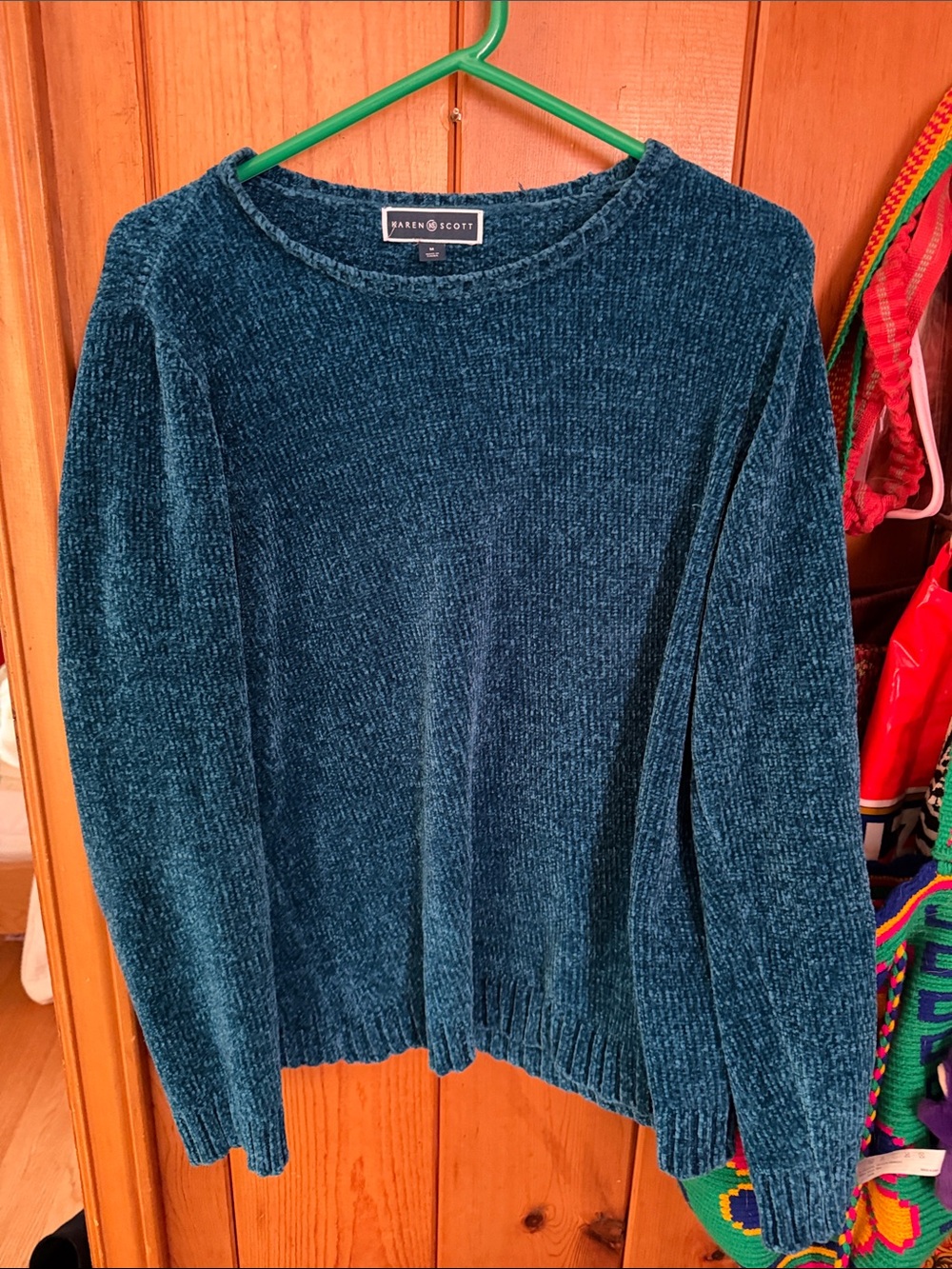 Karen Scott Deep Teal Chenille Crewneck Sweater
